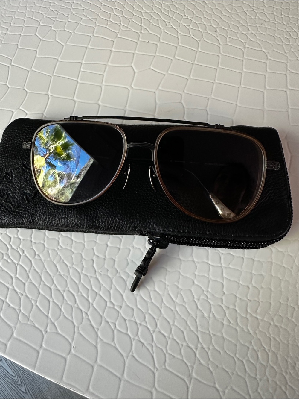 Chrome Hearts Black Frame Sunglasses with Brown Trim and Gray Gradient Lenses - Picture 9 of 9